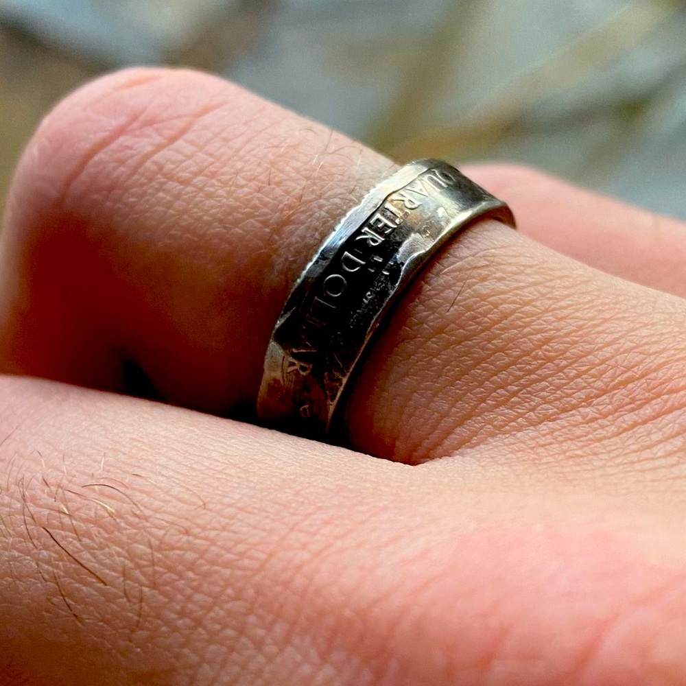 State Quarter Ring (Made with actual quarter) Handmade Band size 9